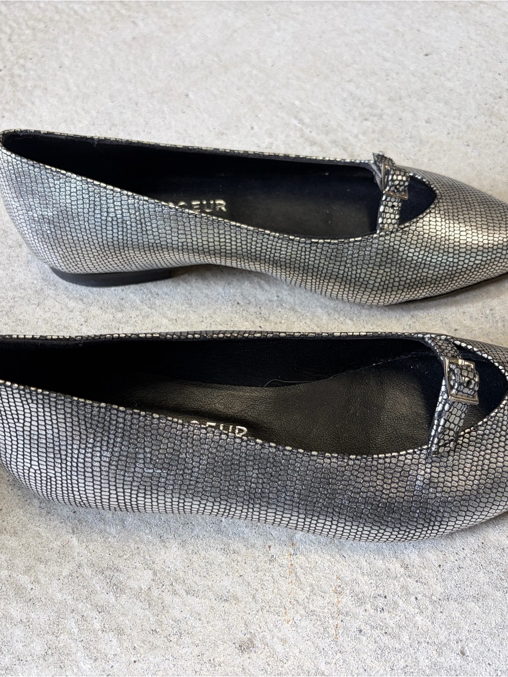 Bass by Sister Soeur Silver Pointed-Toe Textured Flats - Picture 3 of 3